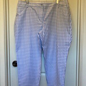 Talbots Perfect Crop Pant Blue Gingham, Woman 18W